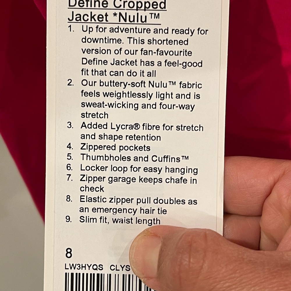 lululemon athletica Vibrant Pink define cropped Jacket - Picture 4 of 5